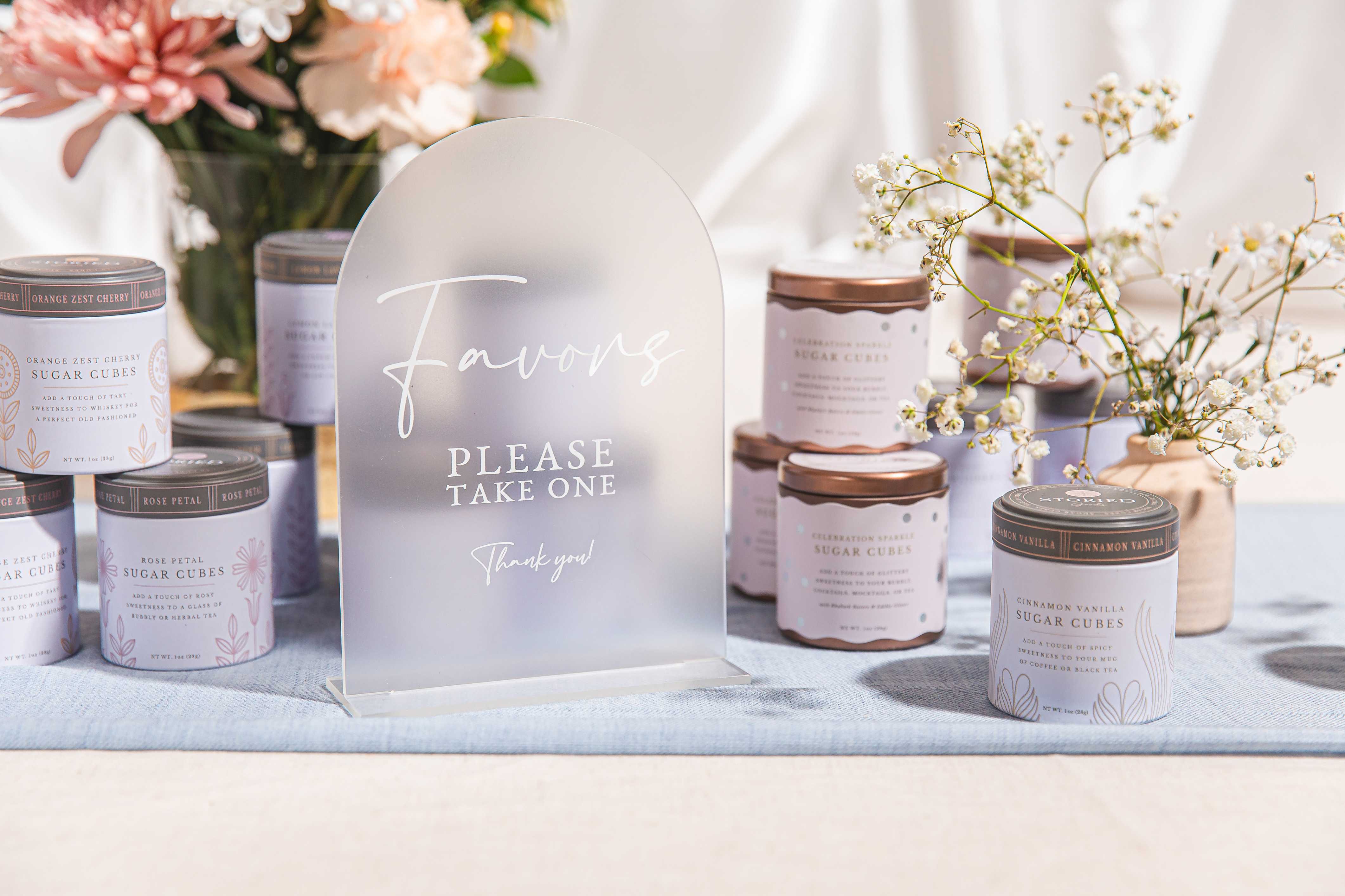 Rose Petal Sugar Cube Wedding Favors - Set of 10 Tins