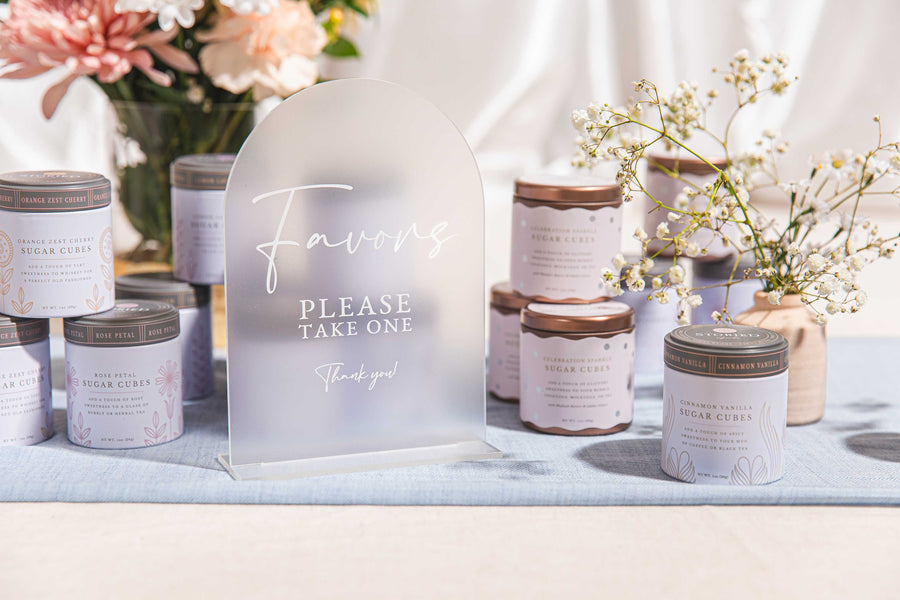 Rose Petal Sugar Cube Wedding Favors - Set of 10 Tins