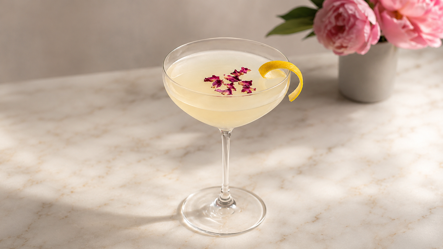 Storied Goods Rose Petal Lemon Drop Martini
